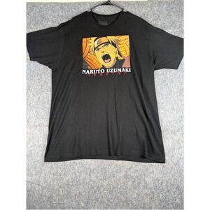 Naruto Shippuden T-Shirt Men Size XL (46/48) Black Short Sleeve Uzumaki Pullover